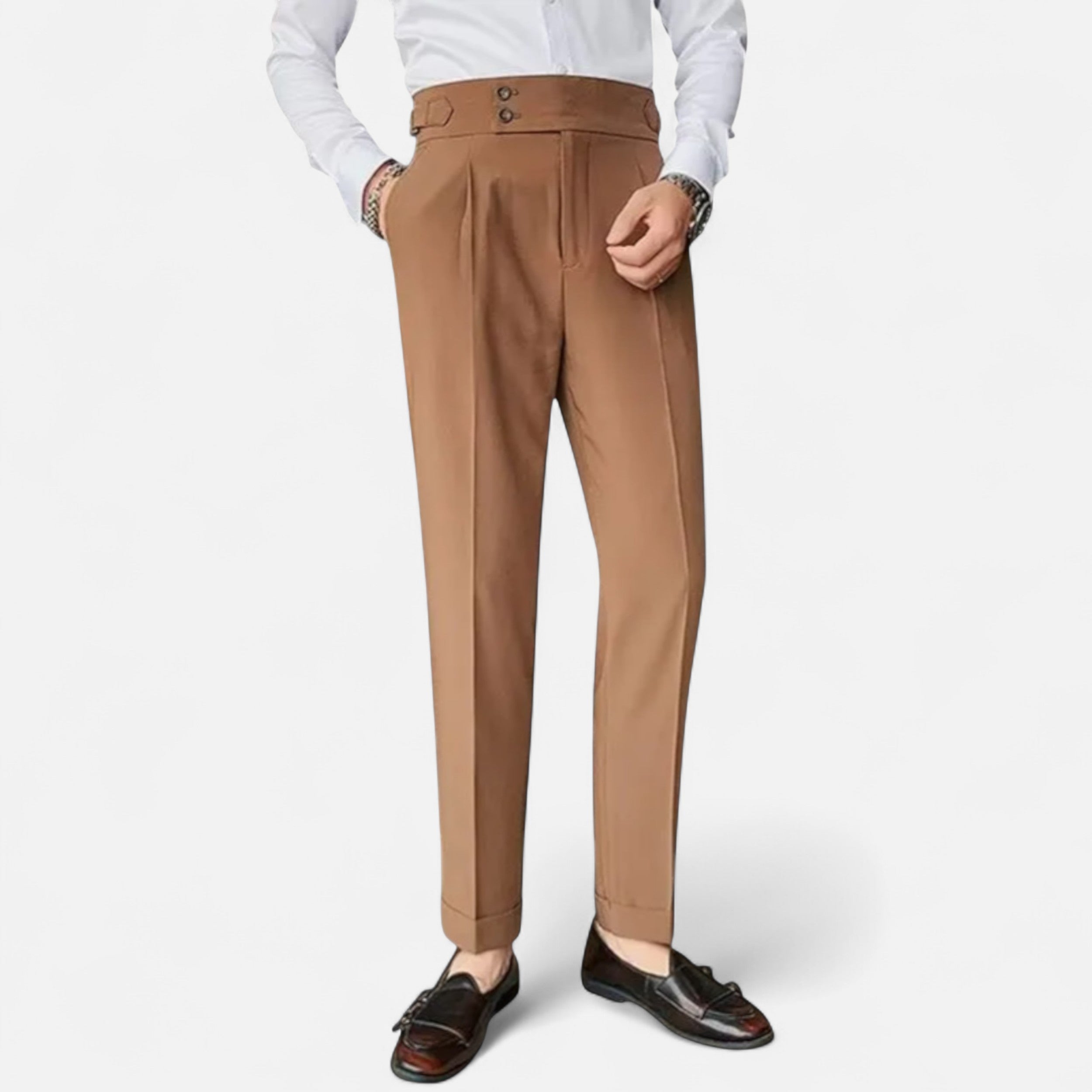 Pantalons élégants pour homme style anglais coupe ajustée