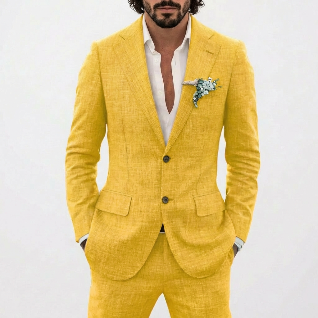 Traje de lino para hombre — Corte entallado slim fit para bodas