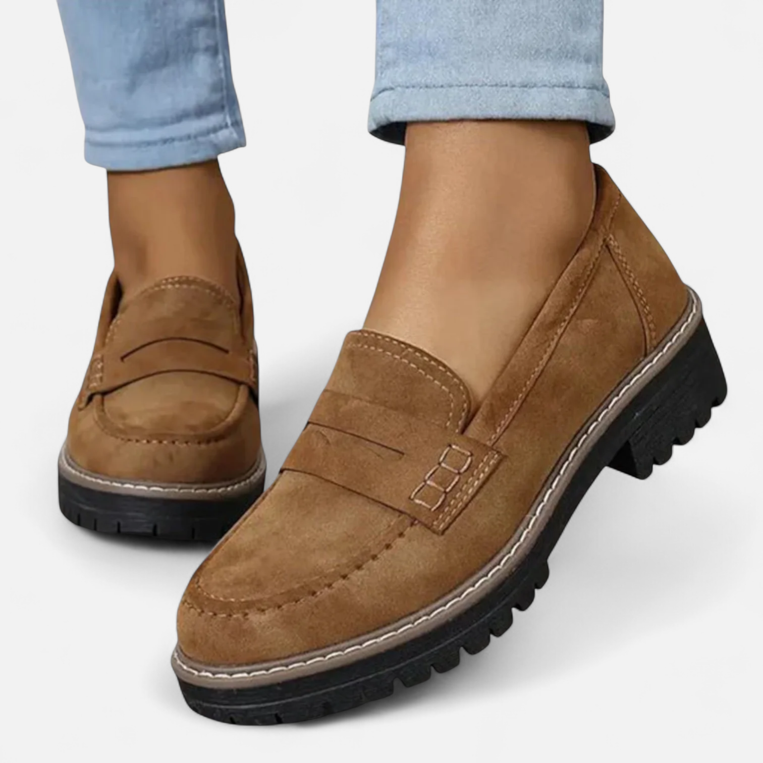 Mocasines de cuero para mujer con suela antideslizante uso diario