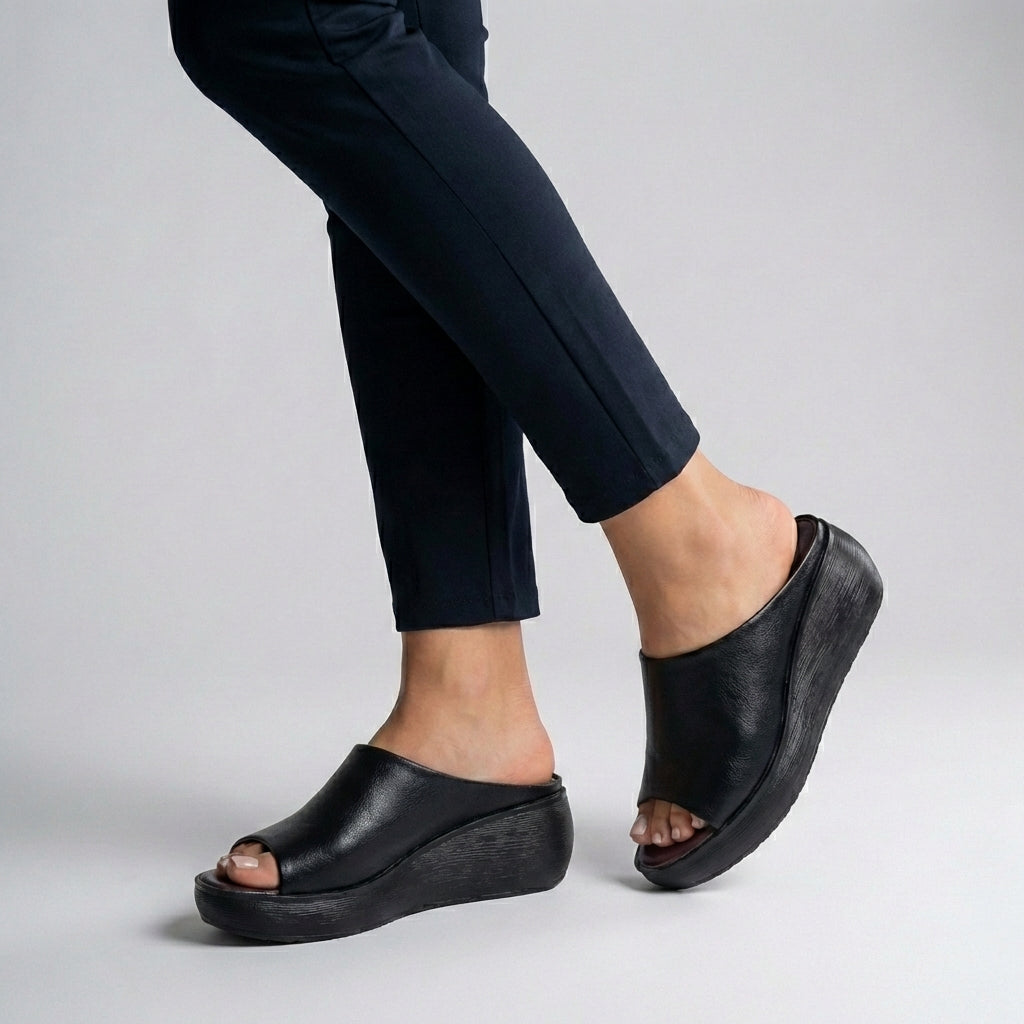 Sandalias de cuña para mujer con punta abierta y suela elevada para verano