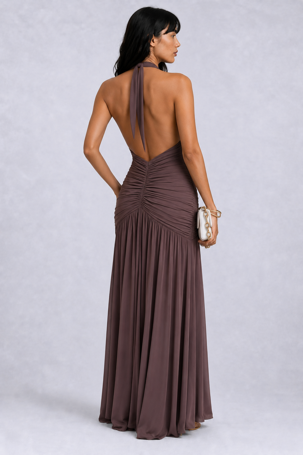 Vestido de halter para mujer - diseño midi con split alto - fiesta formal