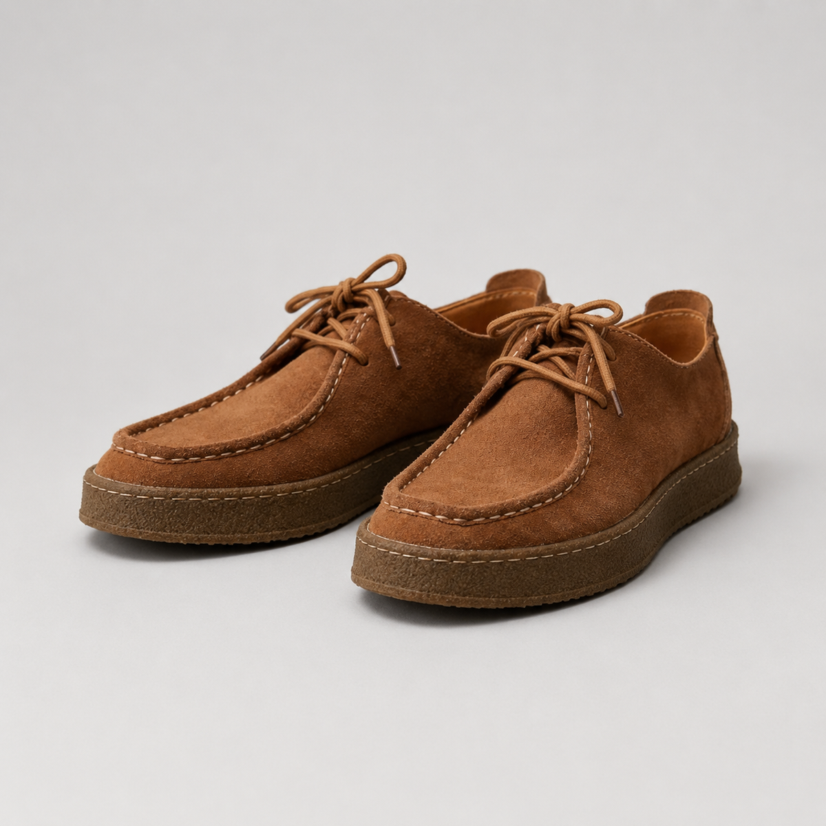 Mocasines sin Cordones para Hombre con Efecto Ante y Suela de Crepé Ligera