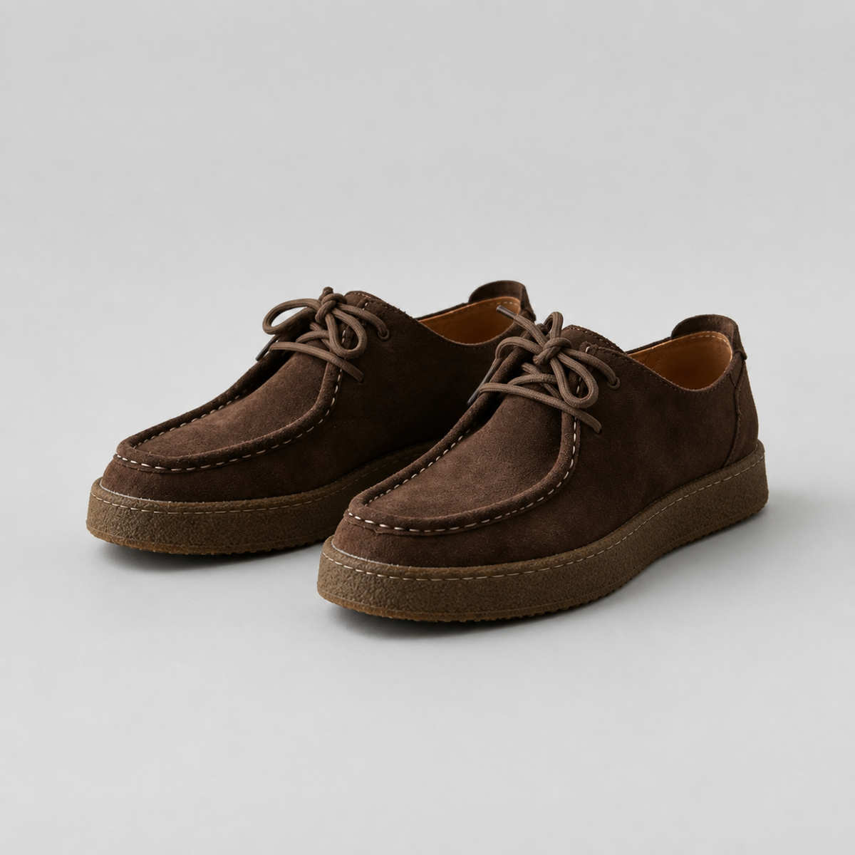 Mocasines sin Cordones para Hombre con Efecto Ante y Suela de Crepé Ligera