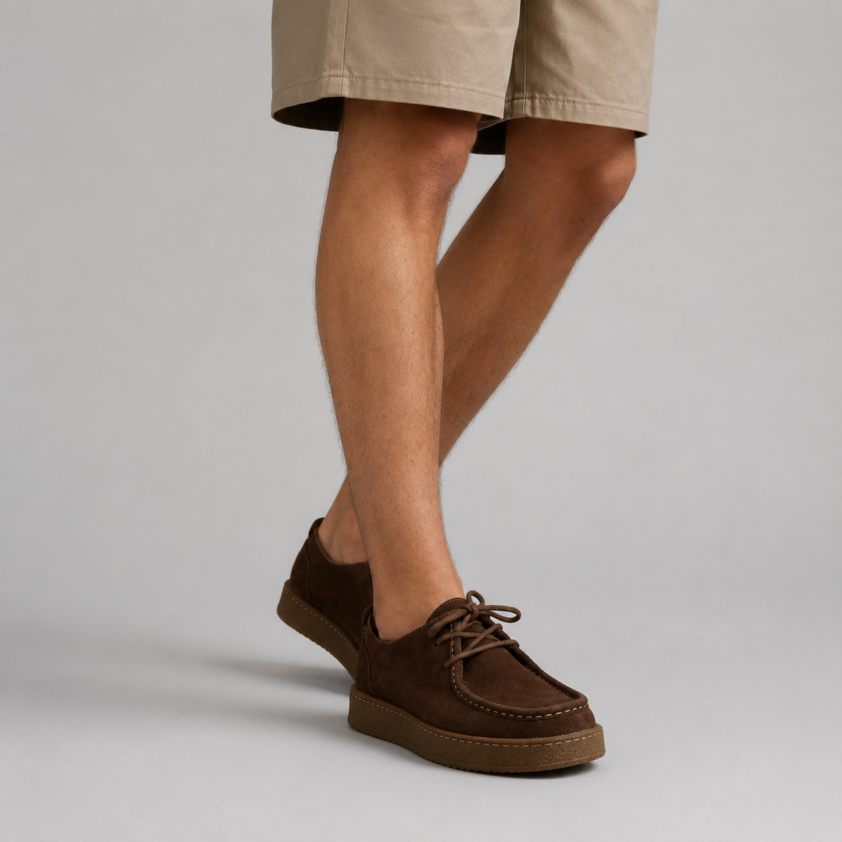Mocasines sin Cordones para Hombre con Efecto Ante y Suela de Crepé Ligera