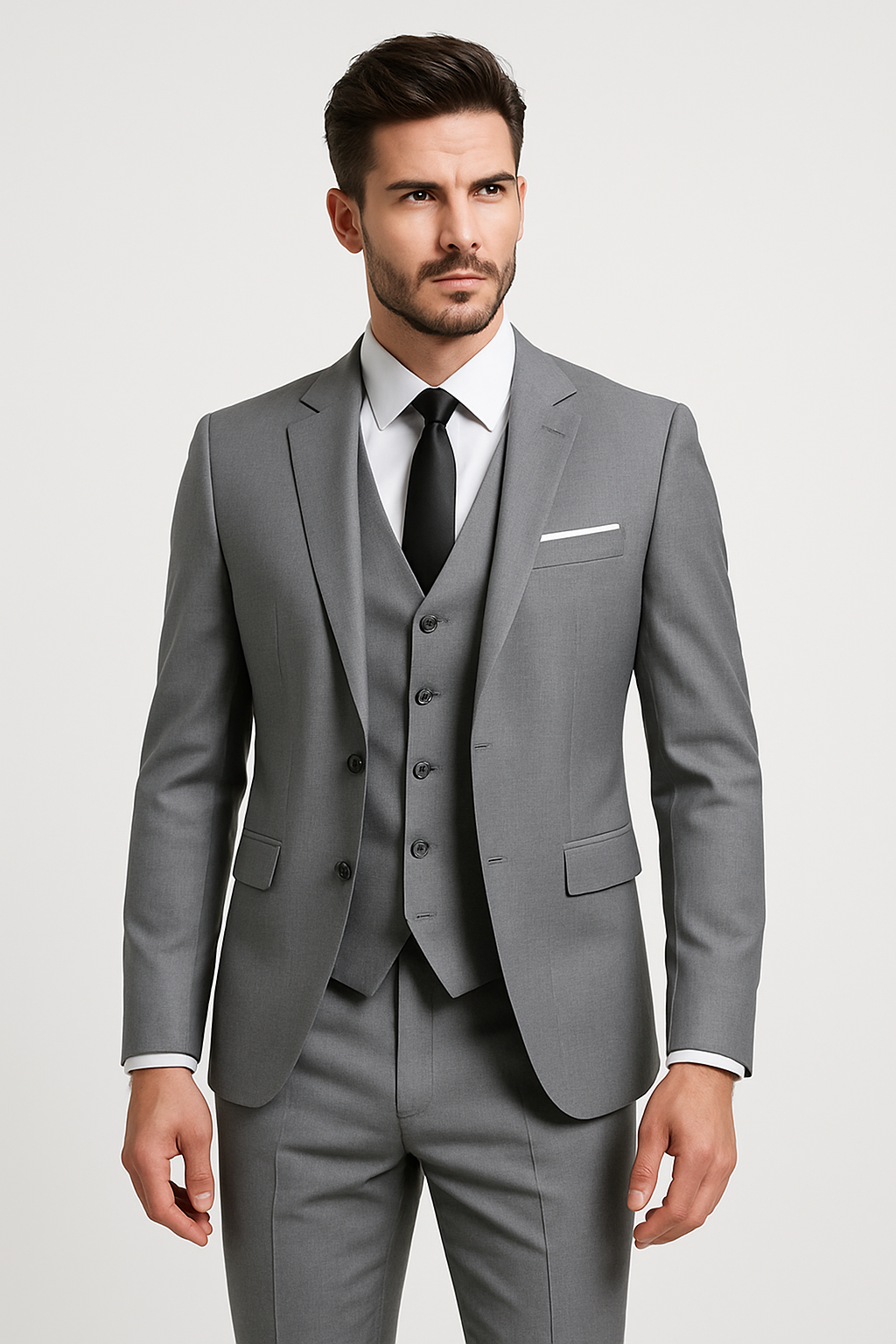 Traje hombre tres piezas corte slim formal boda banquete elegante