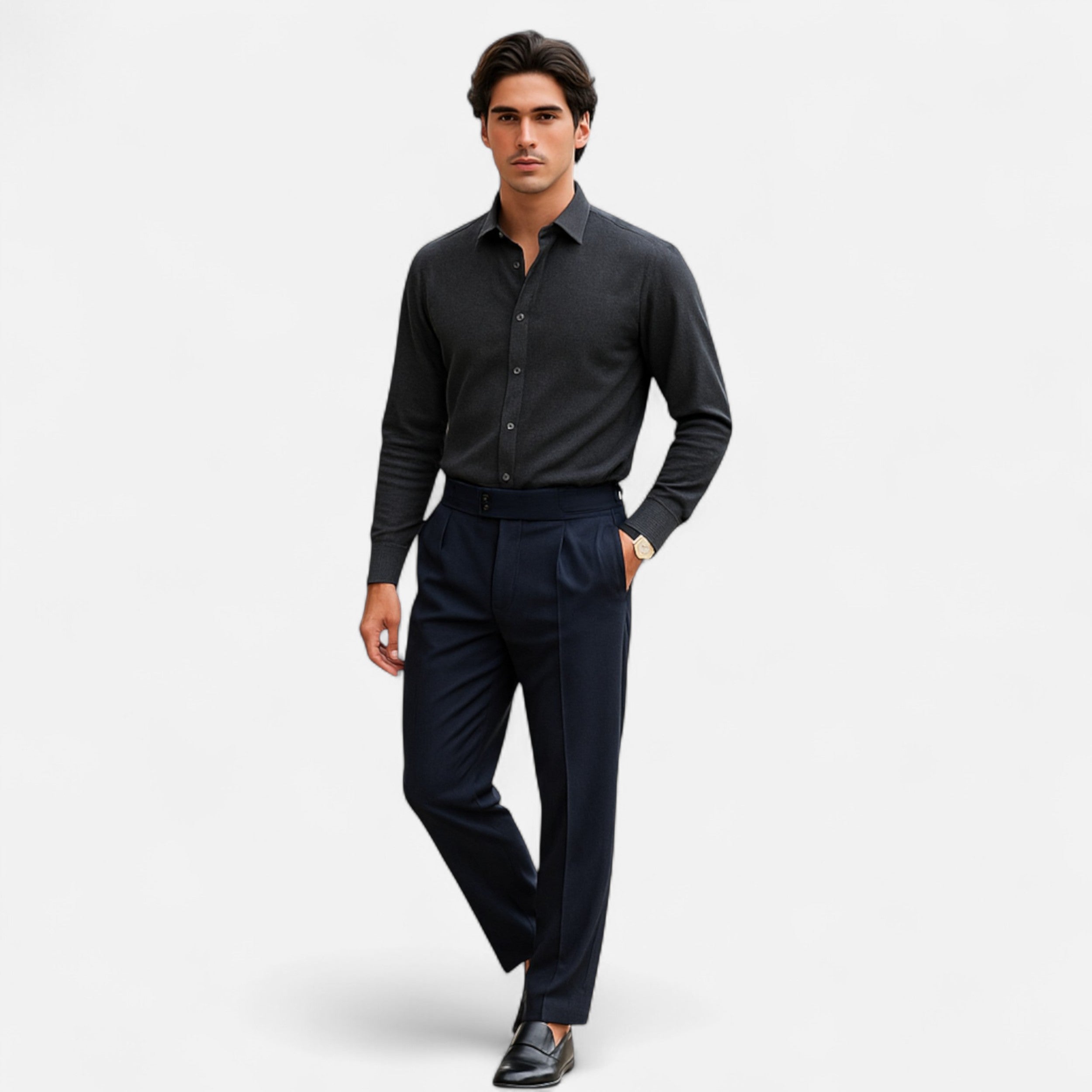 Pantalons élégants pour homme style anglais coupe ajustée