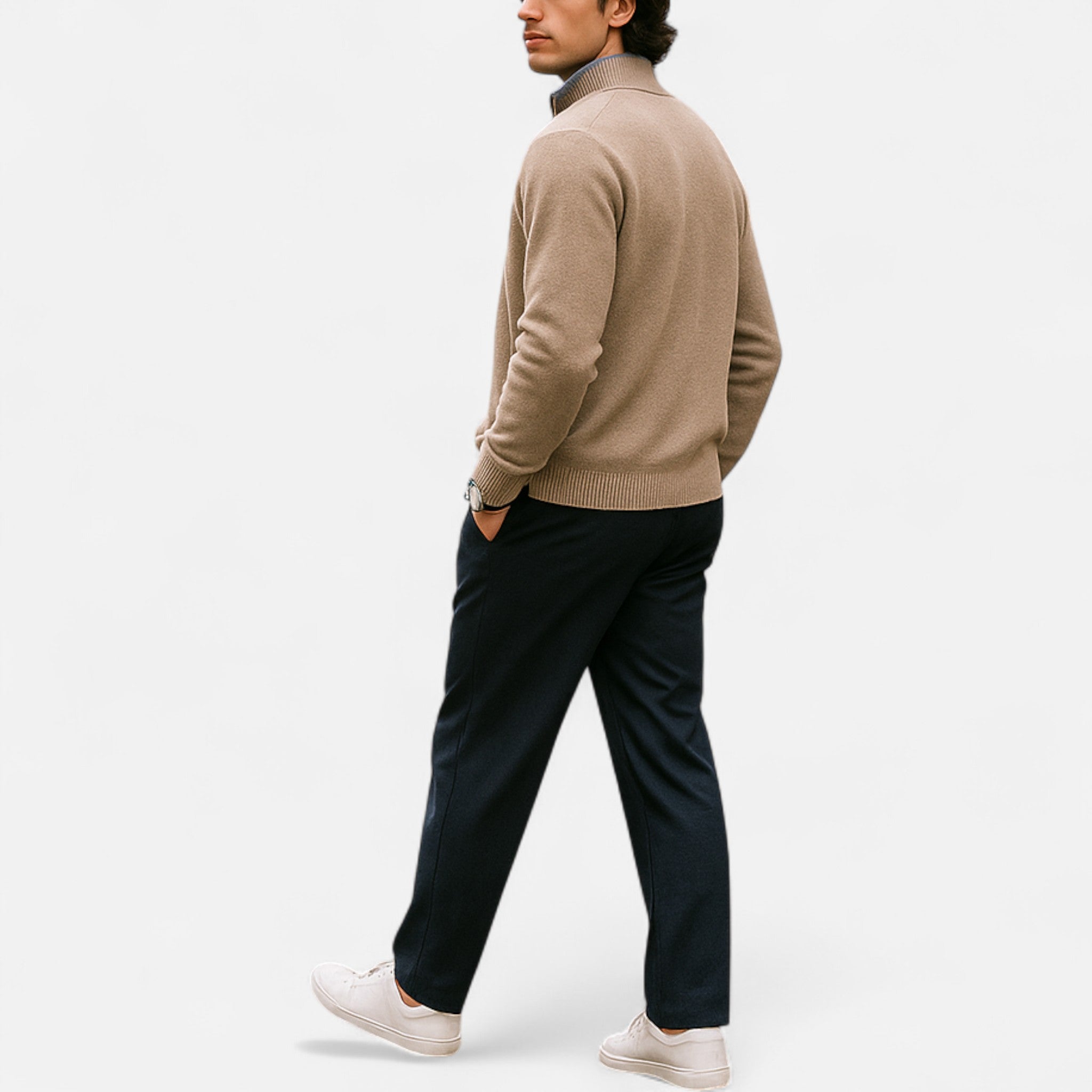 Cazadora Zip-Up Hombre en Cachemira Peinada Premium