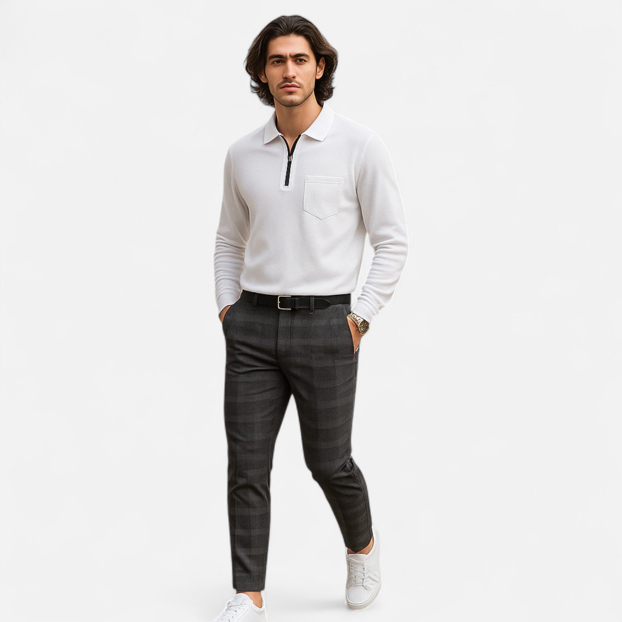 Chinos Hombre Slim Fit Cuadro Clásico con Stretch