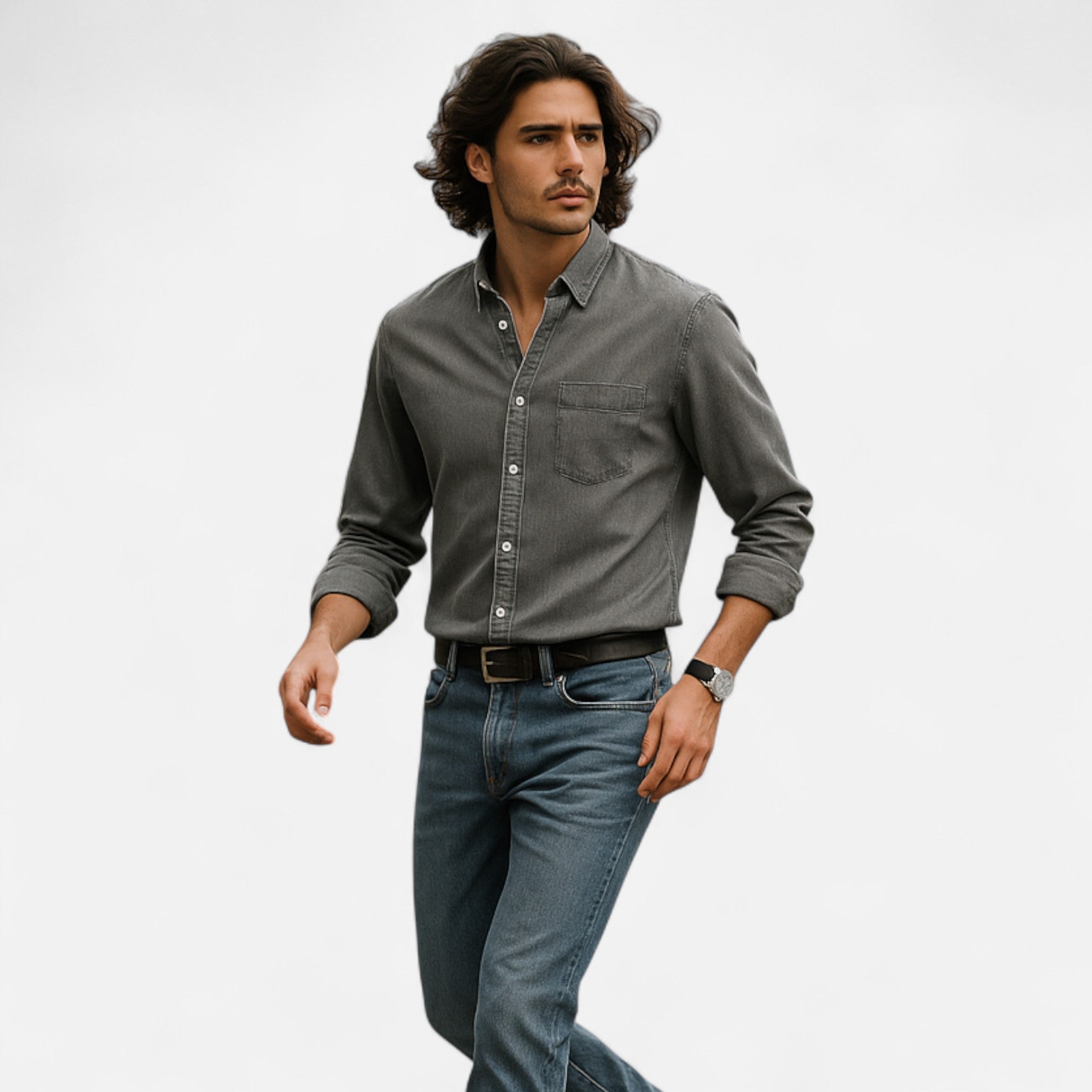 Camisa Denim Hombre Algodón Premium Estilo Clásico