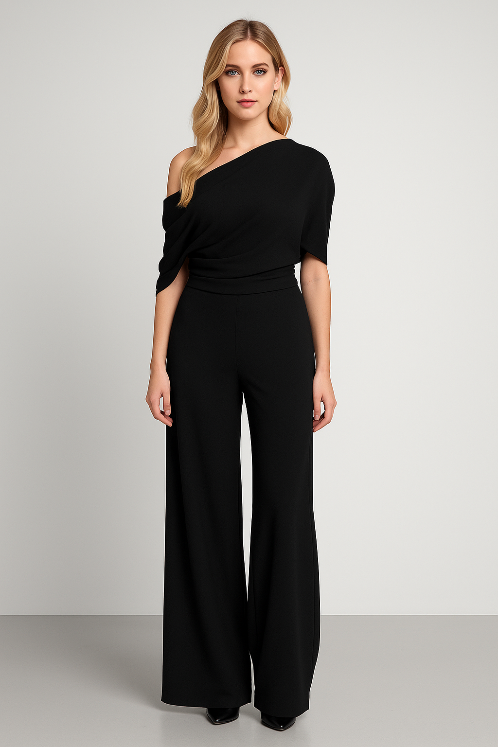 Mono Largo Elegante de Hombro Descubierto y Pernera Ancha para Mujer