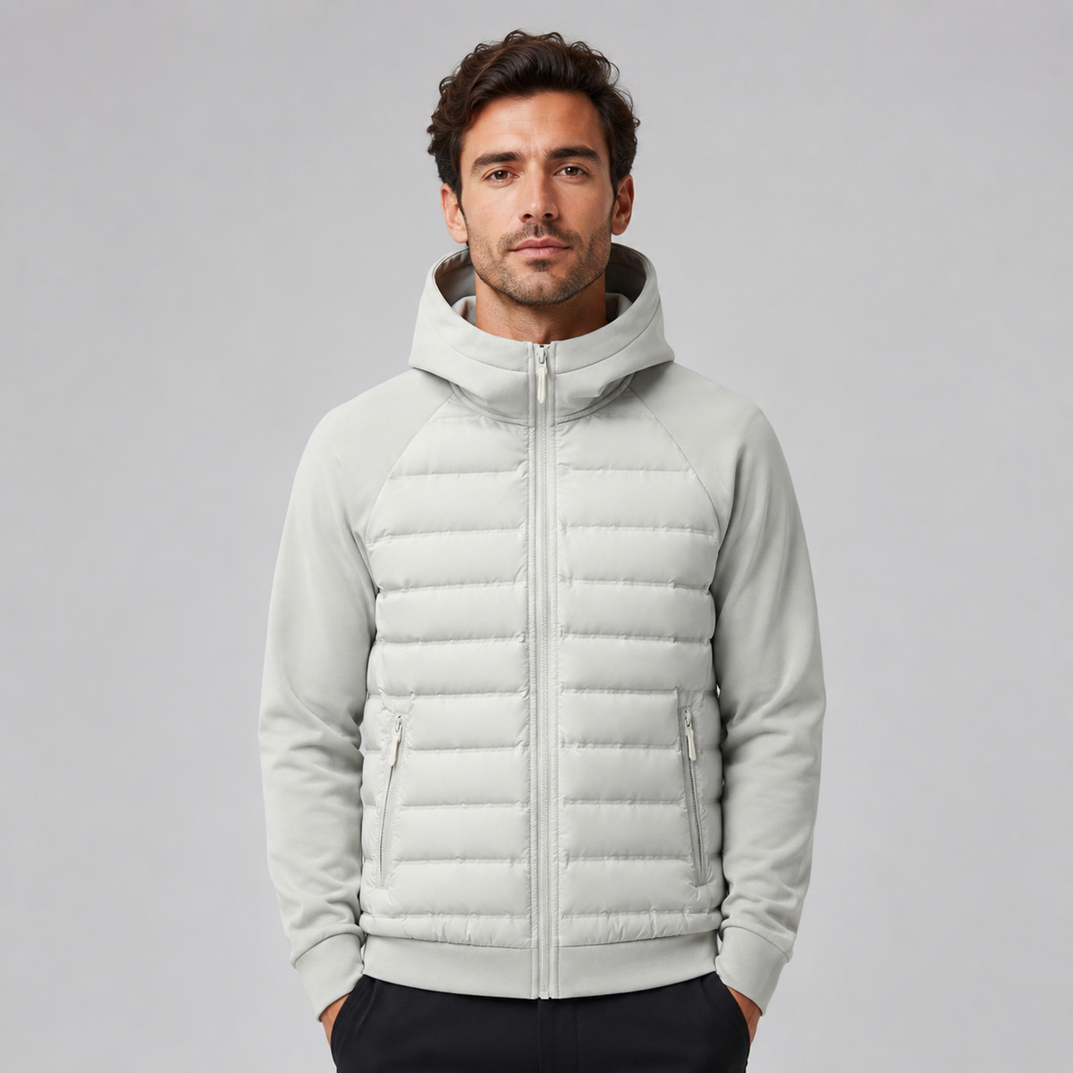 Chaqueta Acolchada de Hombre con Capucha Ajustable y Bolsillos Múltiples