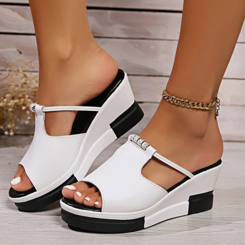Sandalias de plataforma para mujer con tira en T y punta abierta — diario