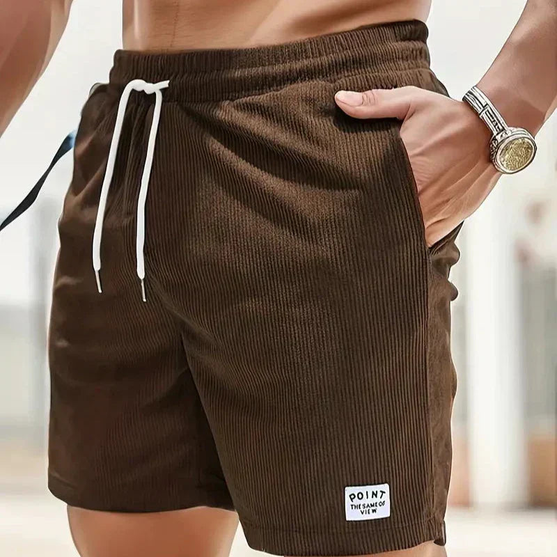 Pantalones cortos de pana para hombre - bermudas con cordón ajustables