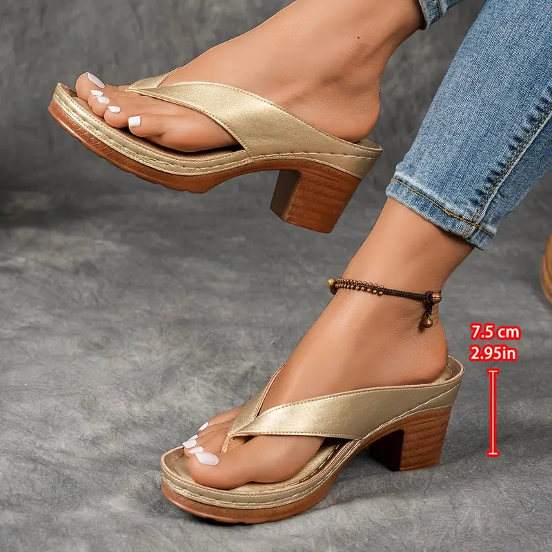 Sandalias de tacón bajo con tiras abiertas para uso diario