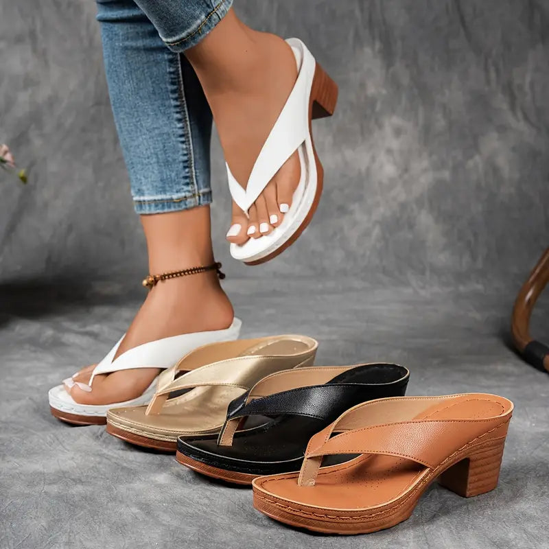 Sandalias de tacón bajo con tiras abiertas para uso diario