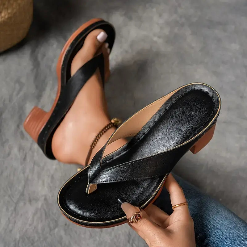 Sandalias de tacón bajo con tiras abiertas para uso diario