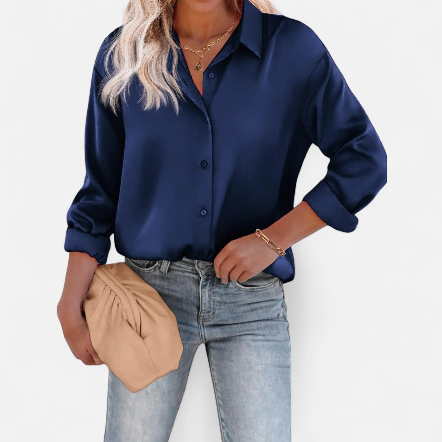 Blouse pour femme avec col classique et silhouette fluide – élégance intemporelle, confort sophistiqué