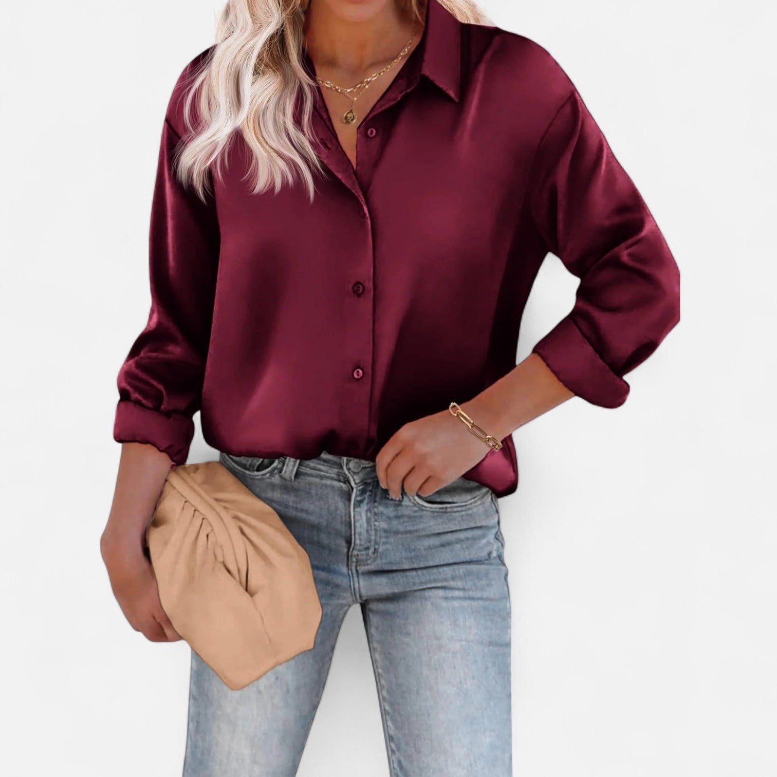 Blouse pour femme avec col classique et silhouette fluide – élégance intemporelle, confort sophistiqué