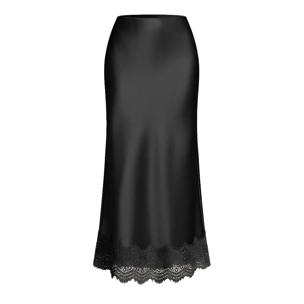 Falda maxi para mujer con detalle de encaje y corte recto — soiree
