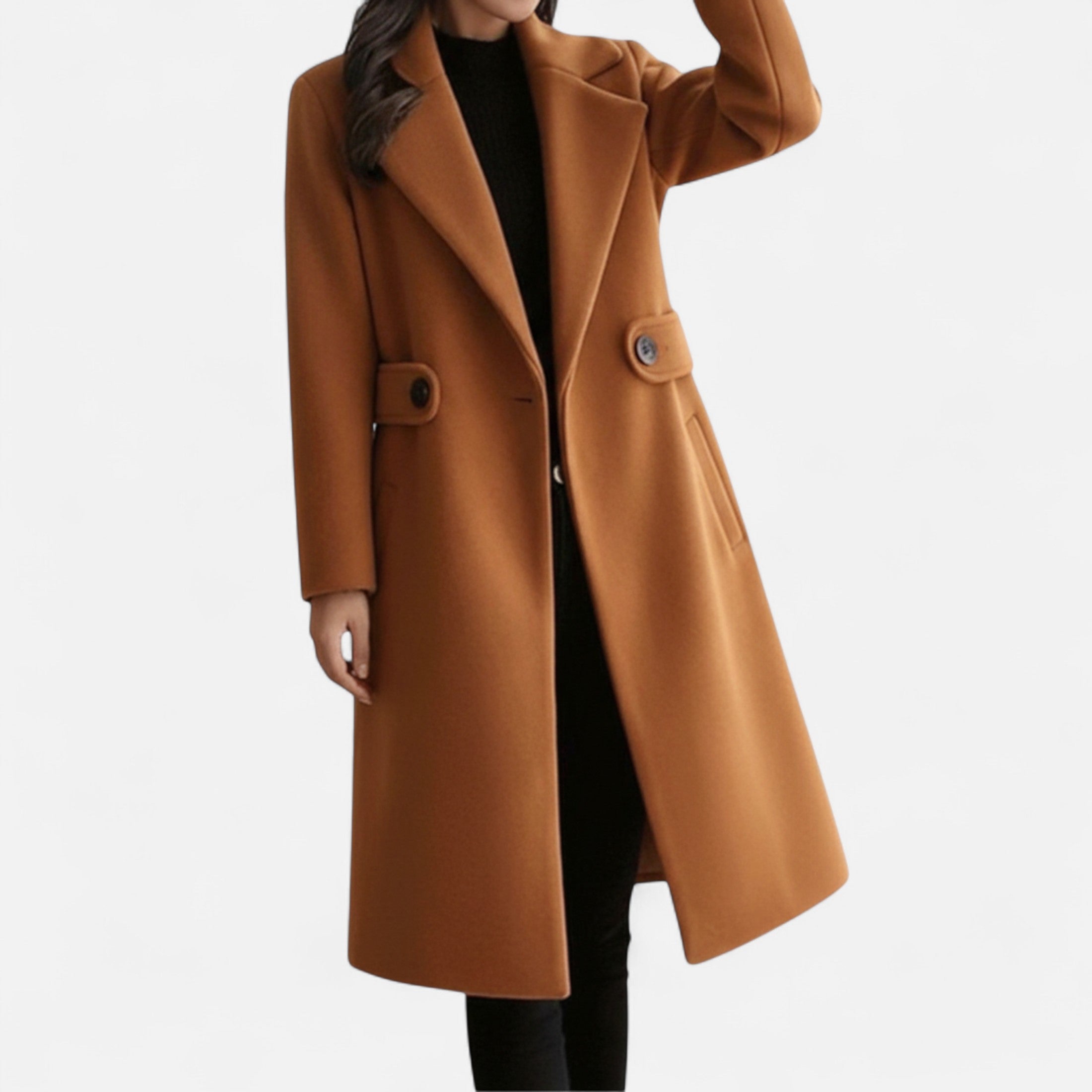 Abrigo Mujer Invierno Lana con Cinturón Delgado