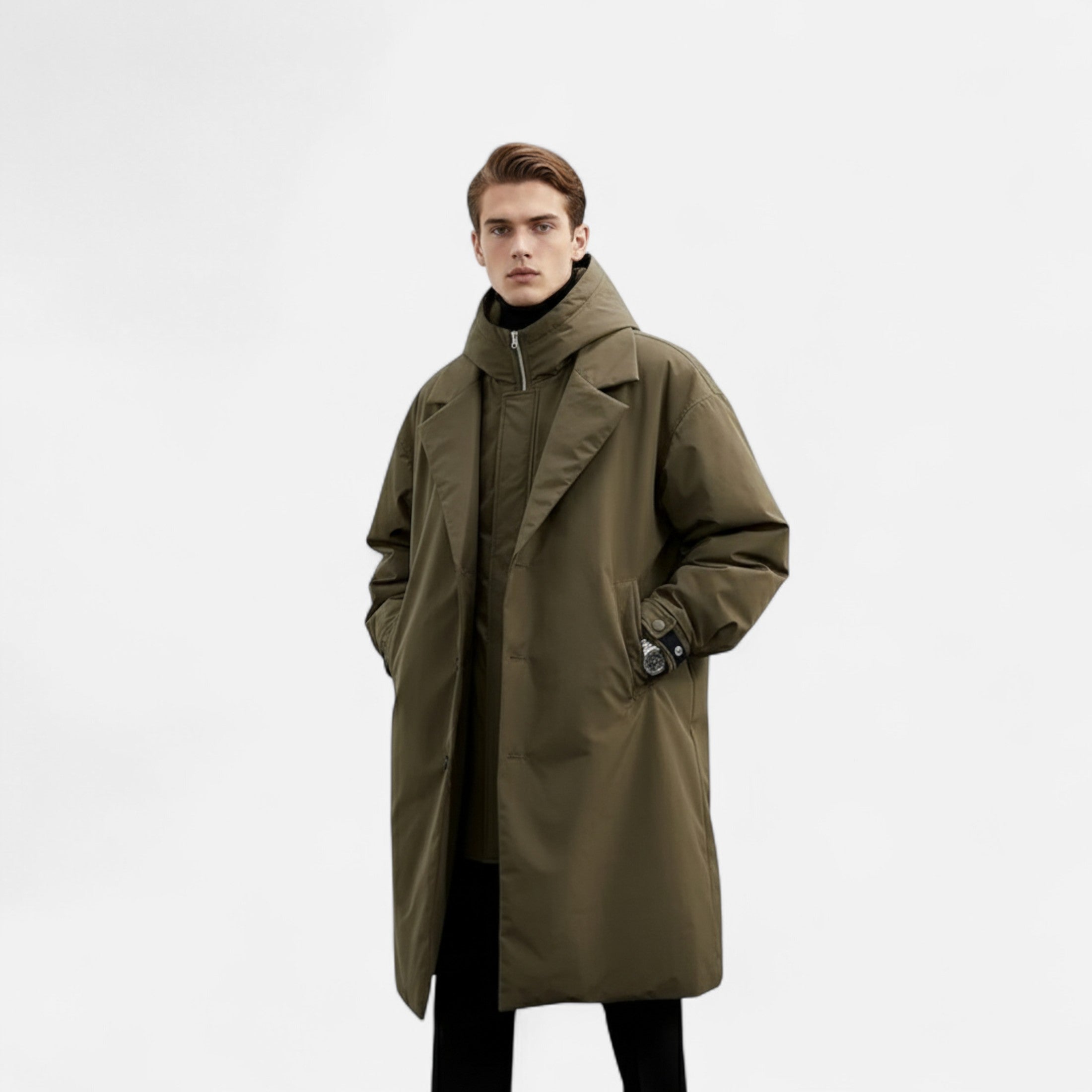 Chaqueta Hombre Invierno Larga Impermeable