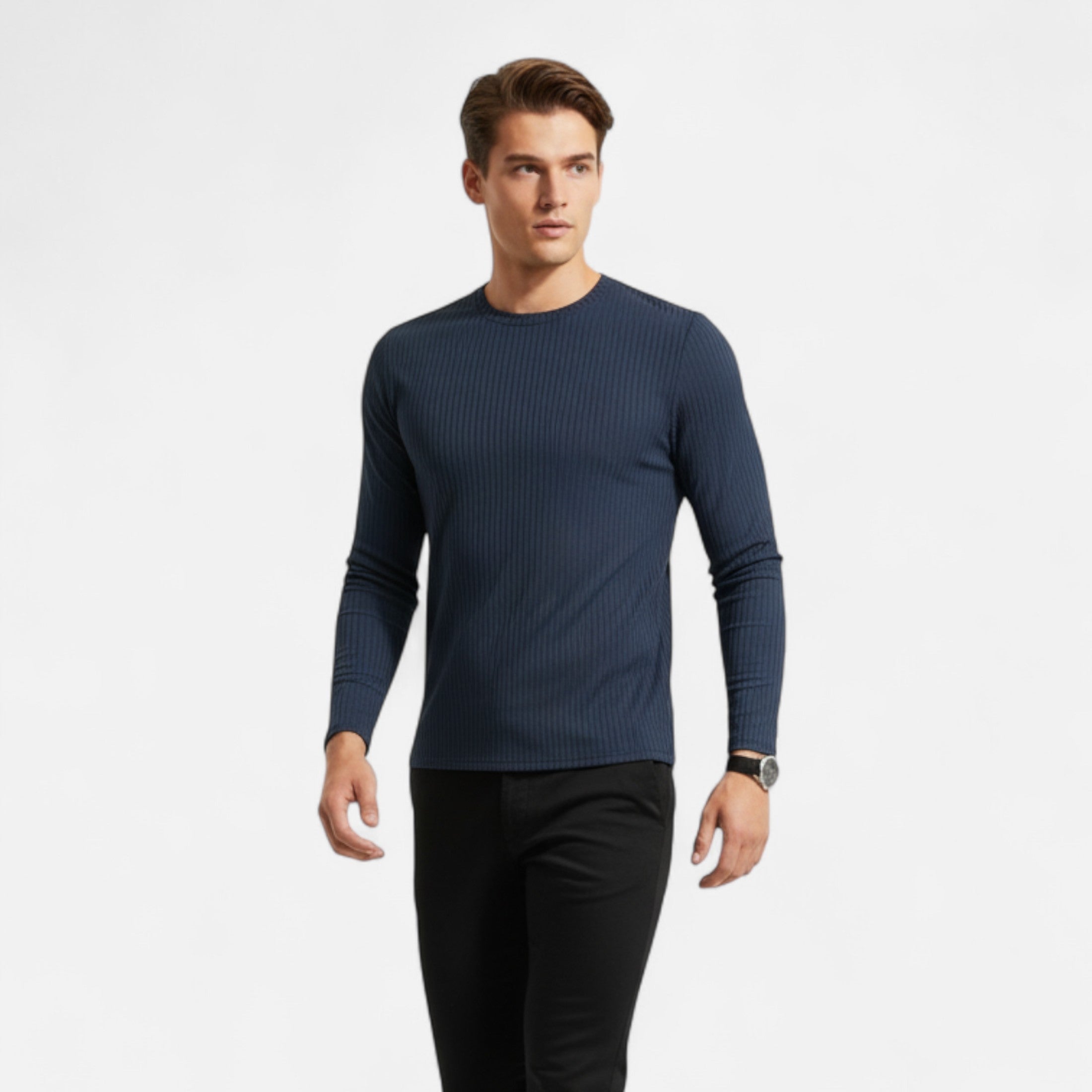Camiseta de Manga Larga Acanalada para Hombre