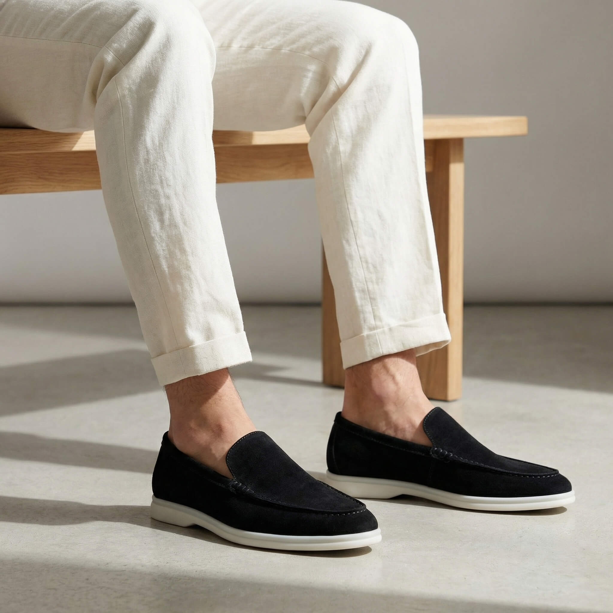 Mocasines de ante hombre — suela flexible ligera — uso diario oficina