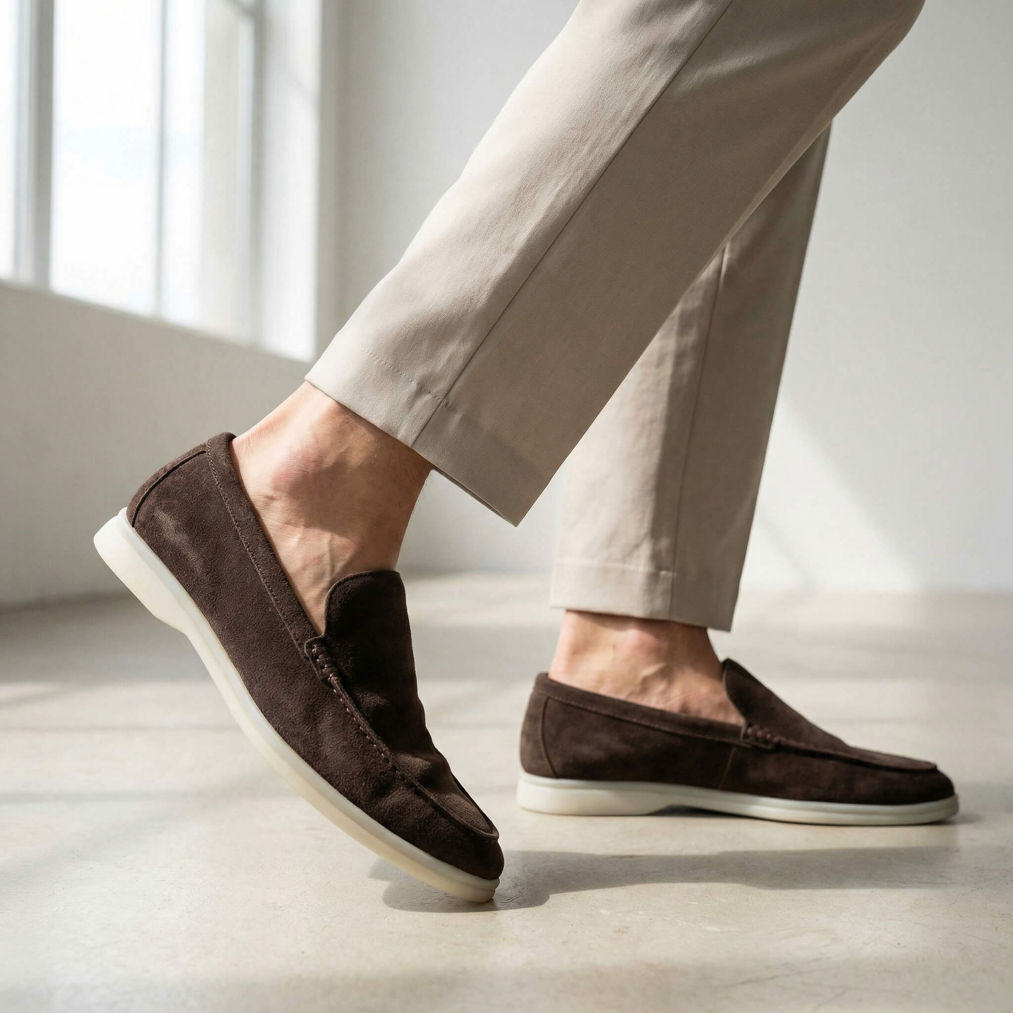 Mocasines de ante hombre — suela flexible ligera — uso diario oficina