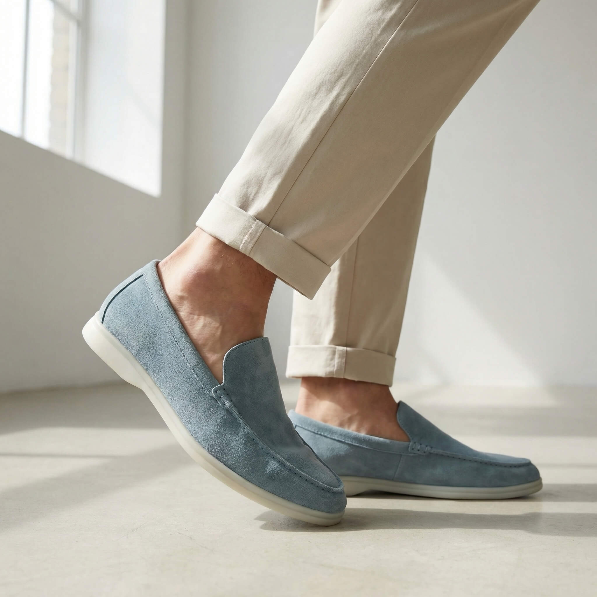 Mocasines de ante hombre — suela flexible ligera — uso diario oficina