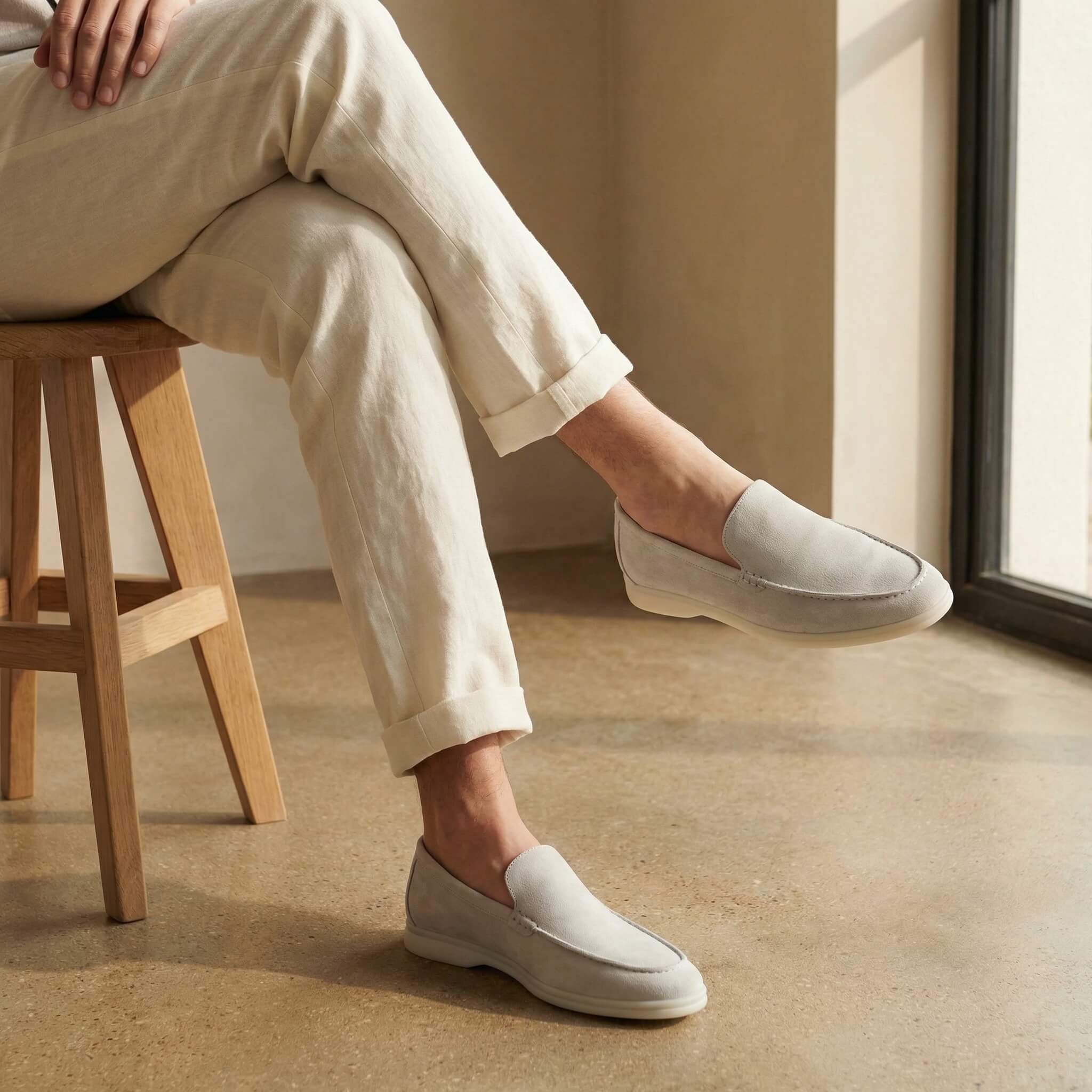 Mocasines de ante hombre — suela flexible ligera — uso diario oficina