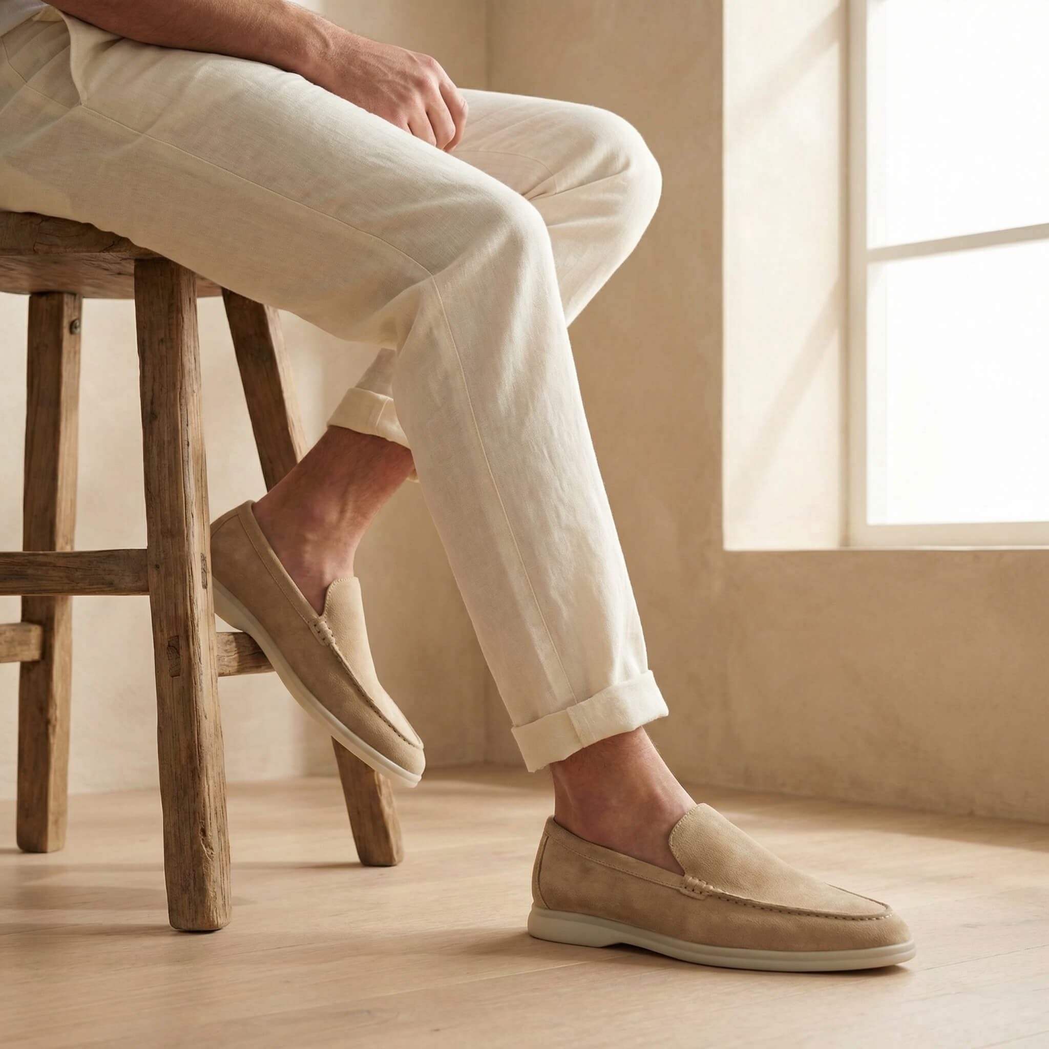 Mocasines de ante hombre — suela flexible ligera — uso diario oficina