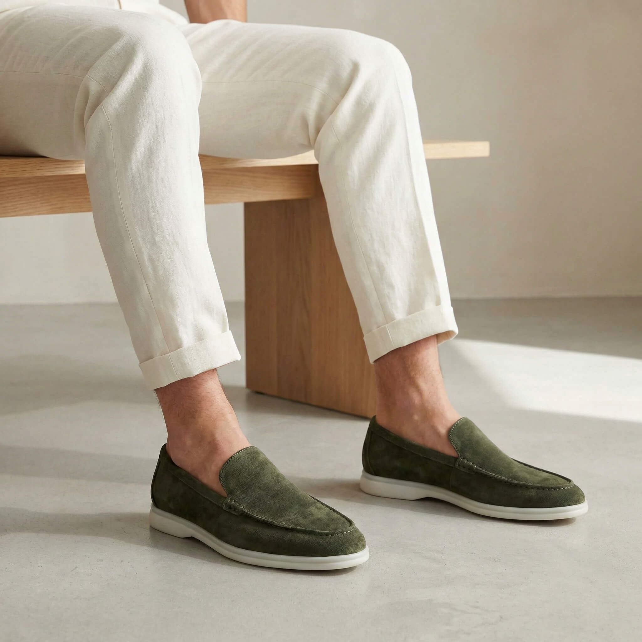 Mocasines de ante hombre — suela flexible ligera — uso diario oficina