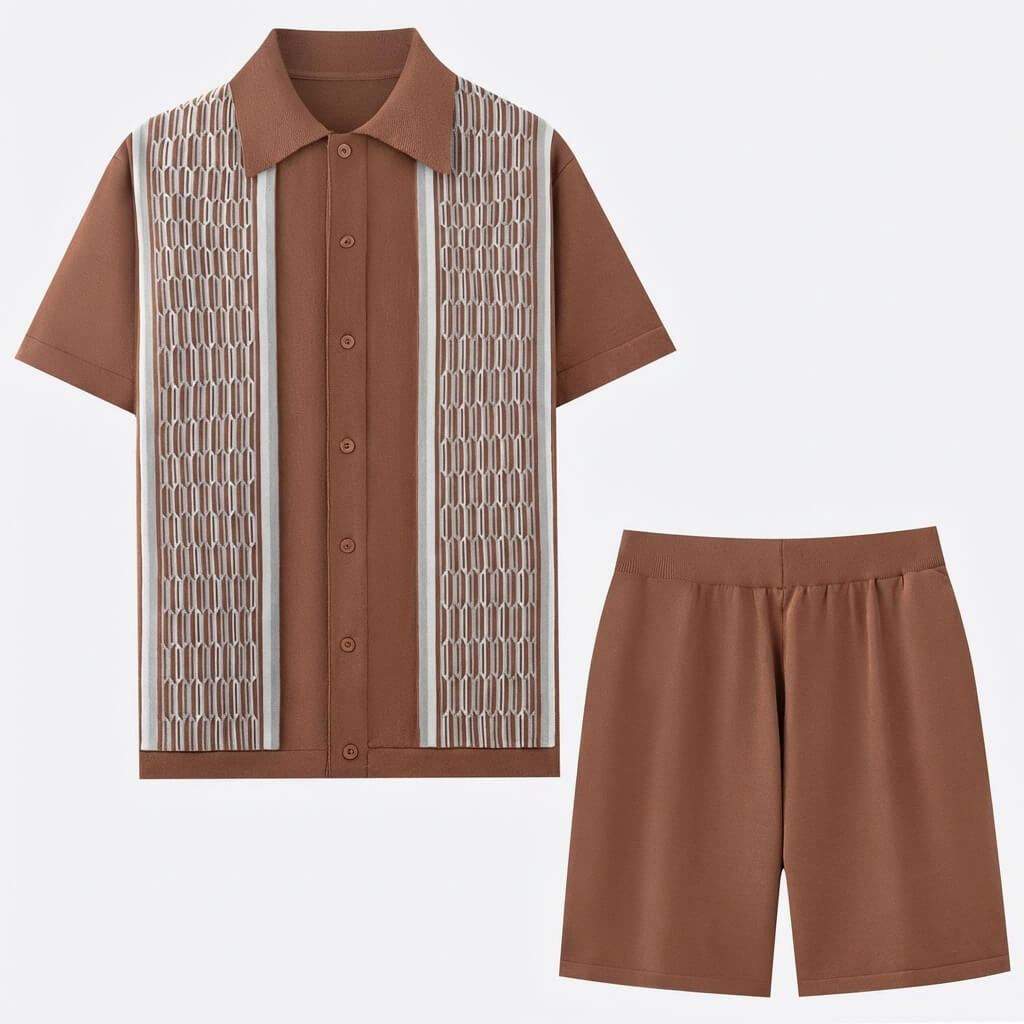 Conjunto para hombre de camisa de punto y pantalones cortos — vacaciones
