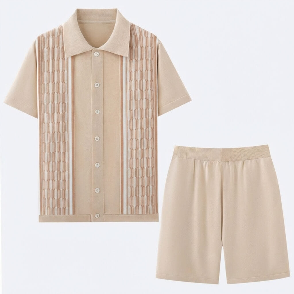 Ensemble en maille deux pièces — maille géométrique — vêtements décontractés d'été