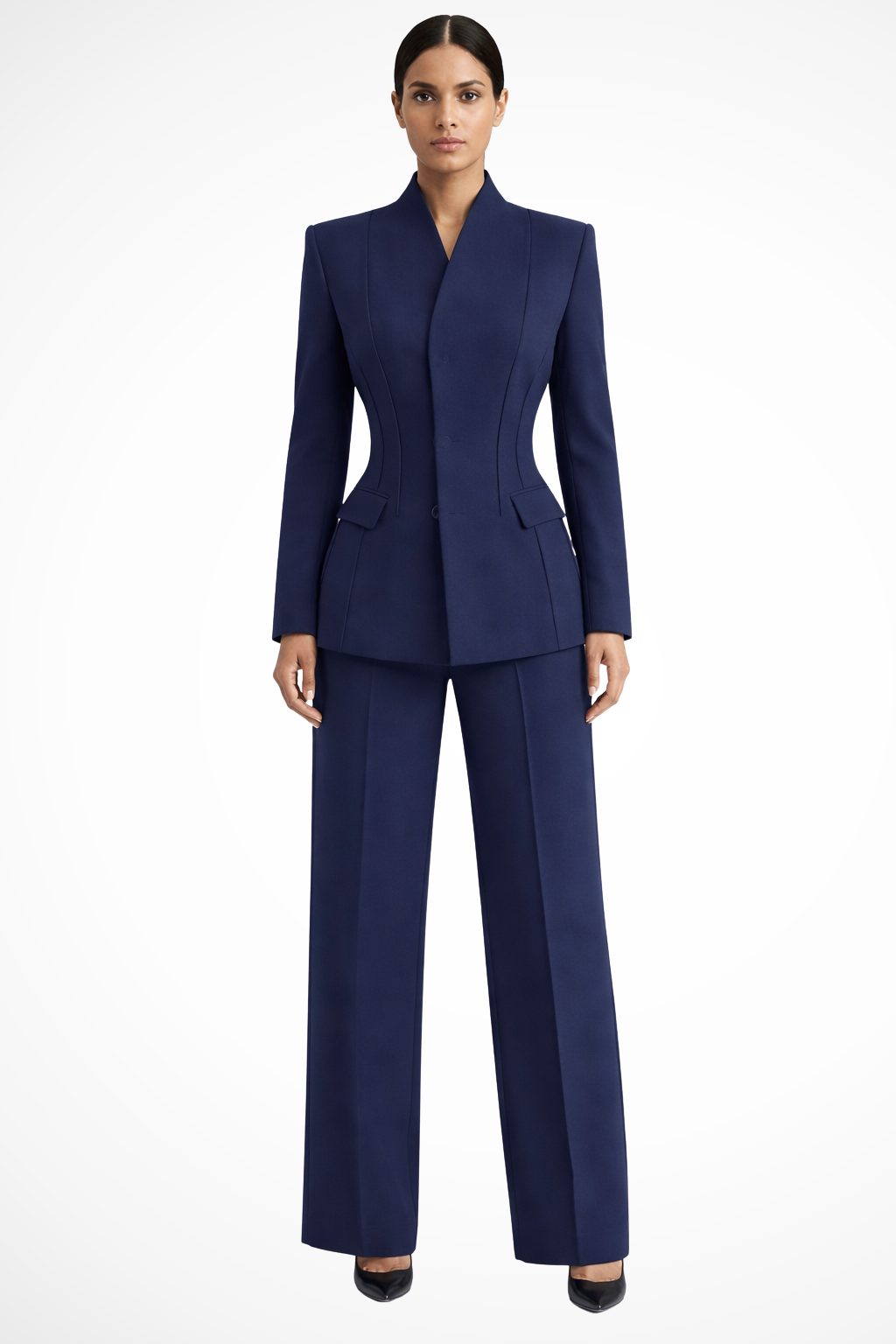 Traje de Dos Piezas para Mujer Blazer Entallado y Pantalón de Pata Ancha
