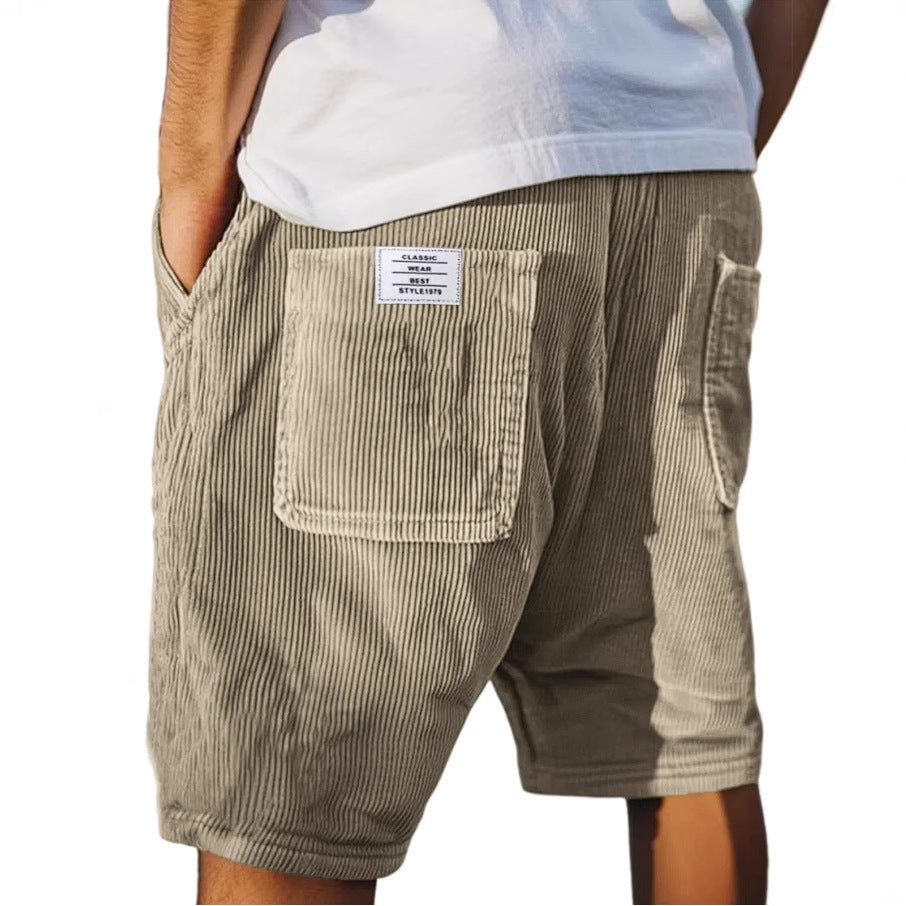 Pantalones cortos de pana para hombre - bermudas casuales de verano