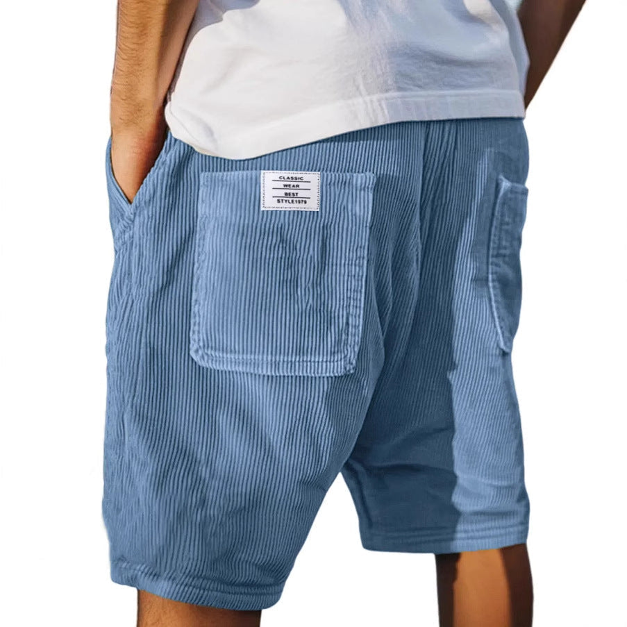 Pantalones cortos de pana para hombre - bermudas casuales de verano
