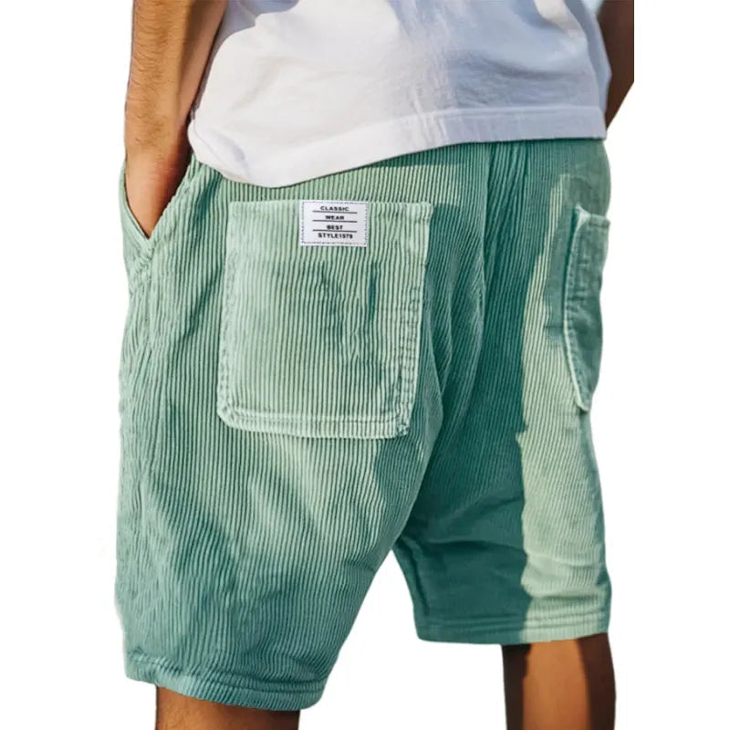 Pantalones cortos de pana para hombre - bermudas casuales de verano