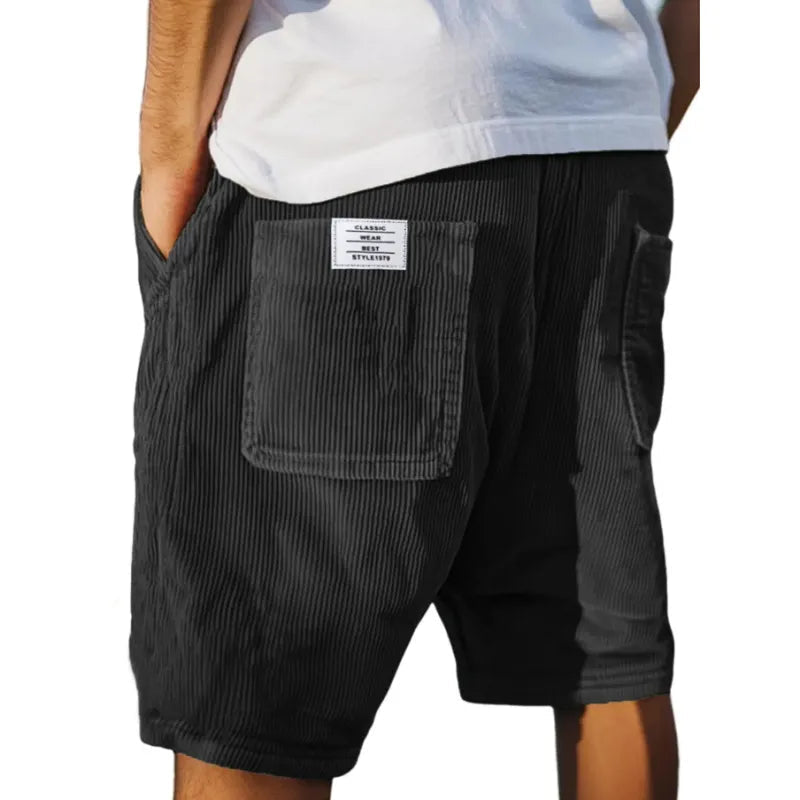 Pantalones cortos de pana para hombre - bermudas casuales de verano