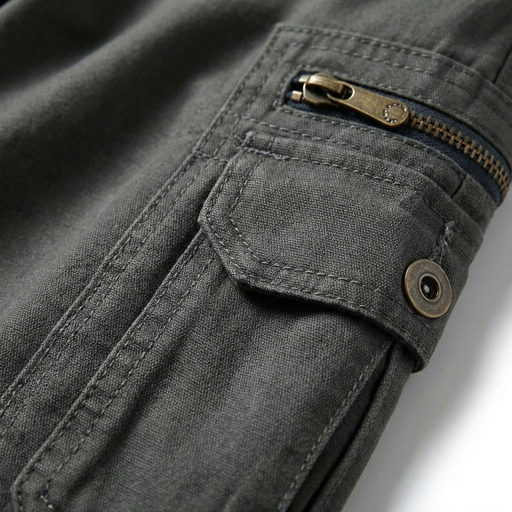 Bermudas Cargo para Hombre con Bolsillos de Cremallera y Anilla Metálica