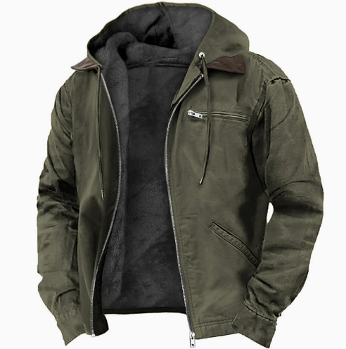 Chaqueta Outdoor para Hombre con Capucha Ajustable y Cierre de Cremallera