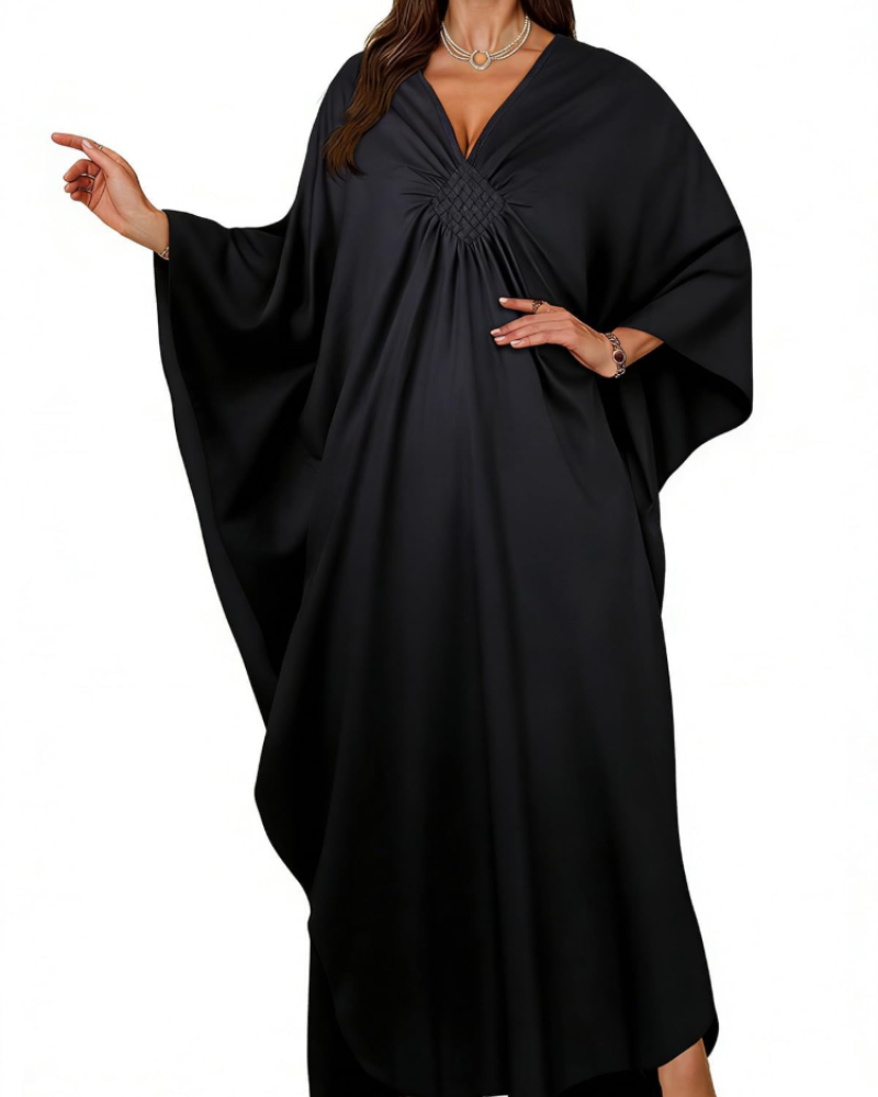 Túnica kimono bordada para mujer con cuello en V — playa