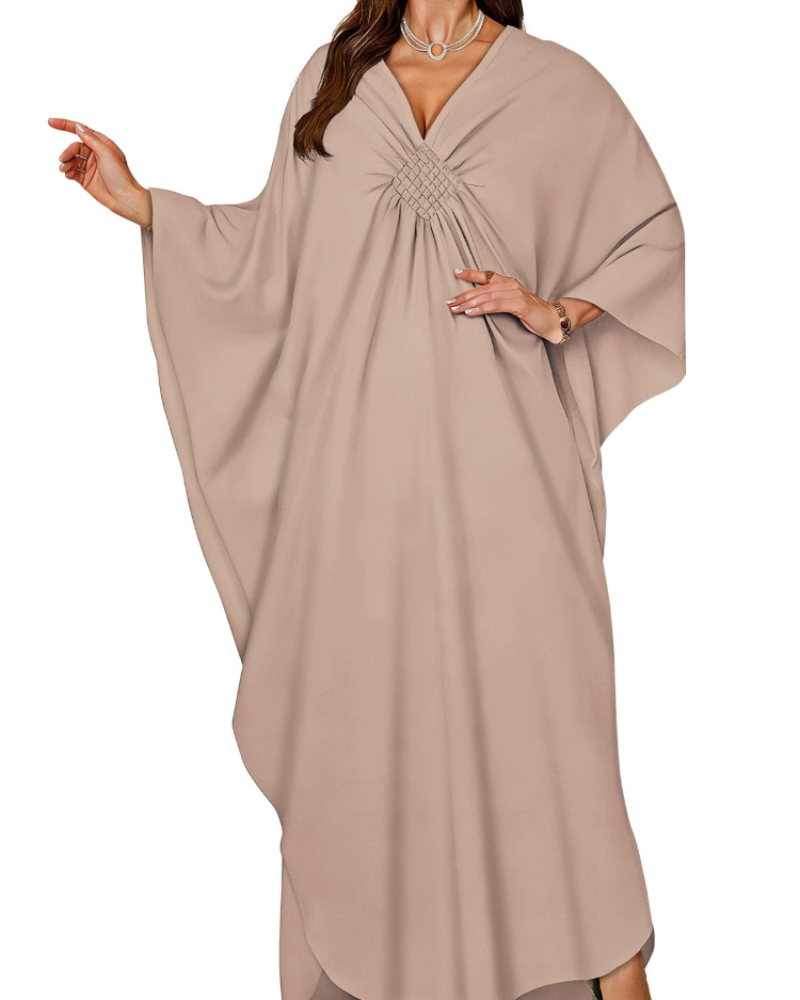 Túnica kimono bordada para mujer con cuello en V — playa