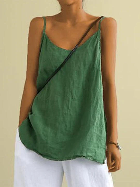 Camiseta de Tirantes con Escote en V y Corte Holgado para Mujer