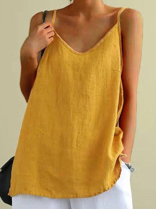 Camiseta de Tirantes con Escote en V y Corte Holgado para Mujer