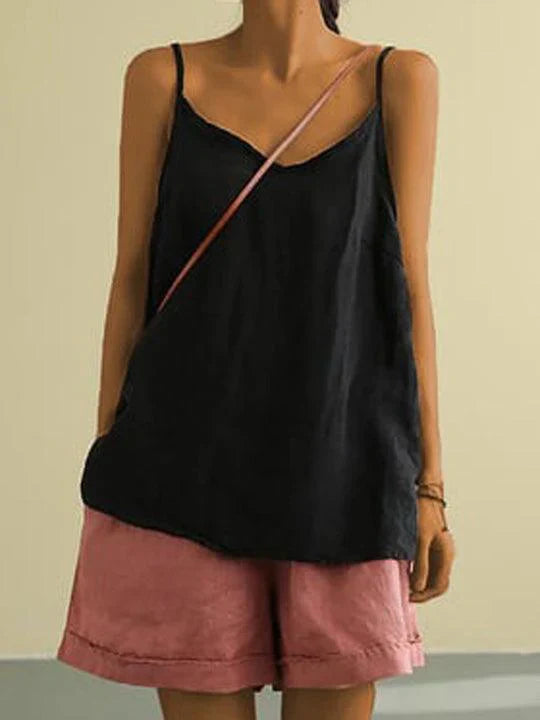 Camiseta de Tirantes con Escote en V y Corte Holgado para Mujer