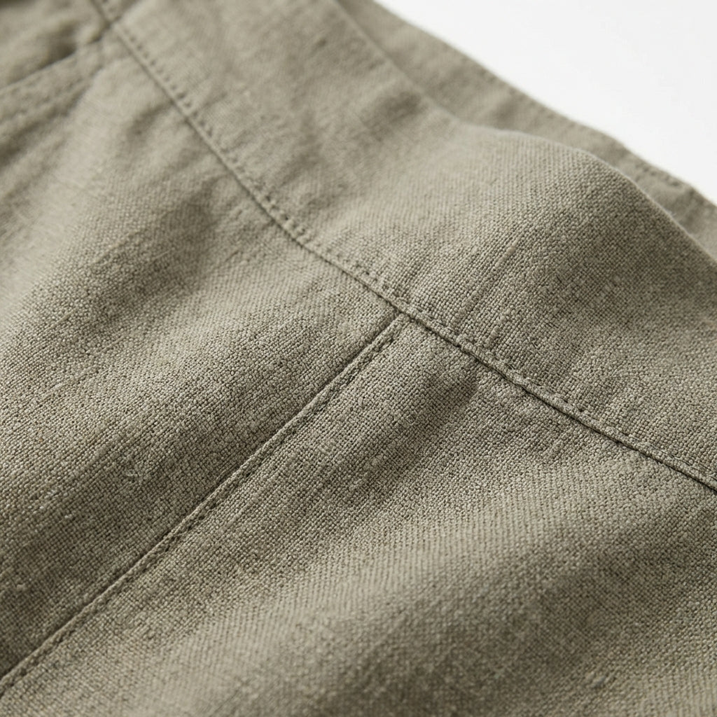 Pantalones Culotte de Algodón y Lino para Mujer con Bajo Asimétrico y Cintura Elástica