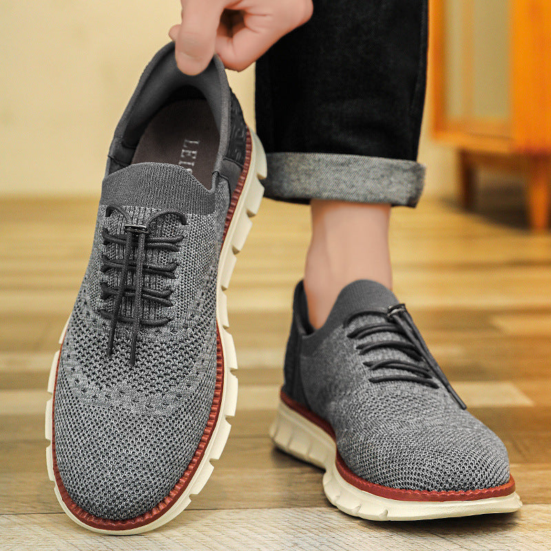 Pánské brogue boty z mesh materiálu s flexibilní gumovou podrážkou a šněrováním