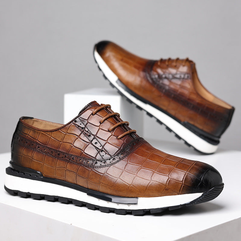 Zapatos Oxford de Cuero Genuino para Hombre con Suela de Goma y Cierre de Cordones