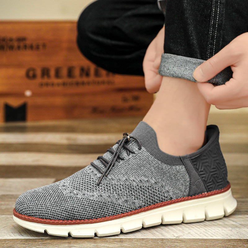 Pánské brogue boty z mesh materiálu s flexibilní gumovou podrážkou a šněrováním